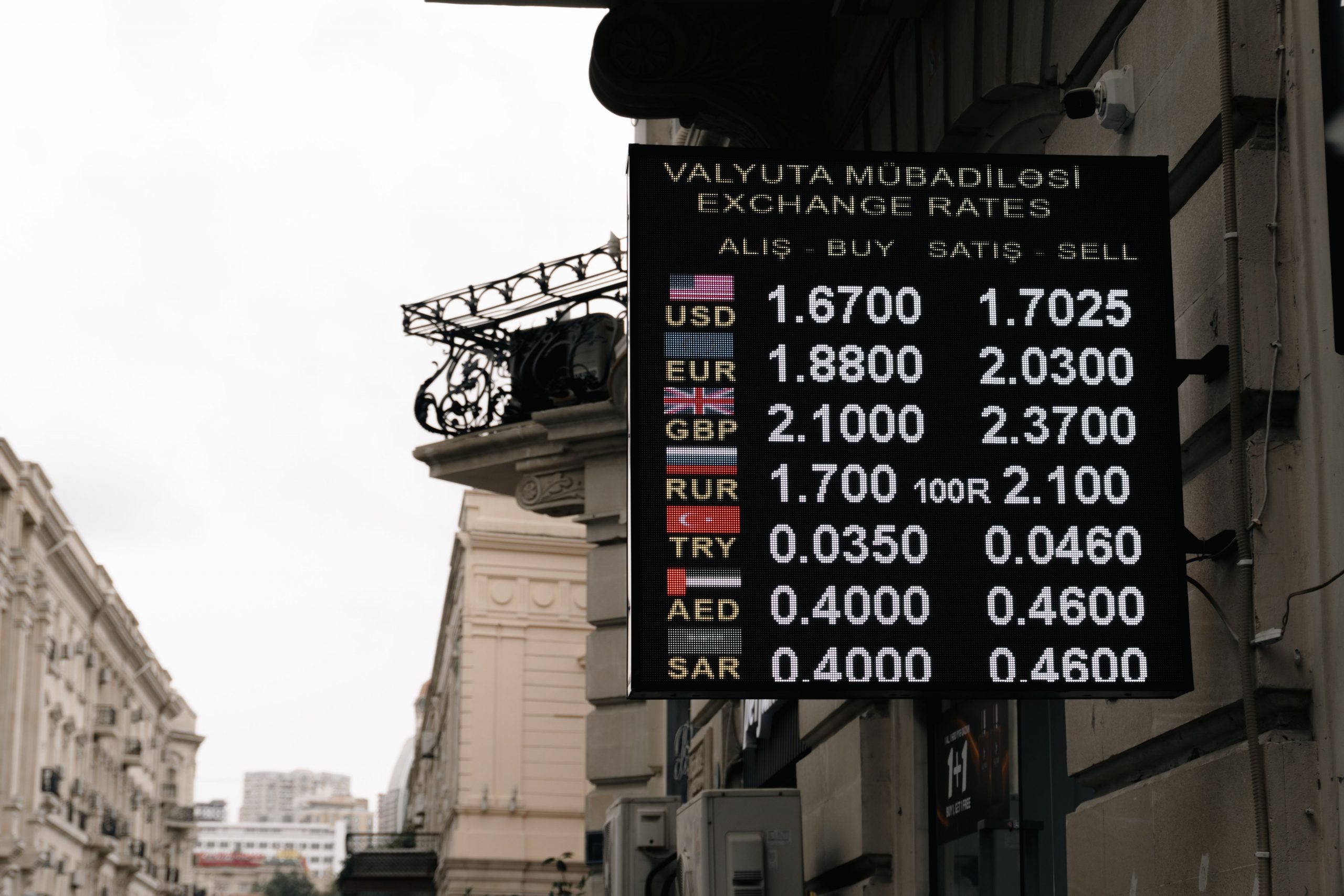 tablero de tipos de cambio de divisas